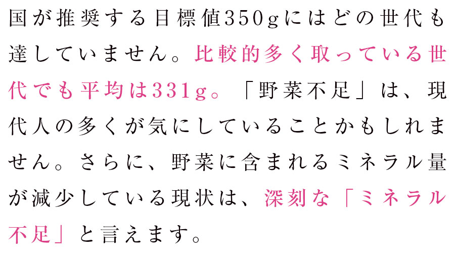 現代人はミネラル不足