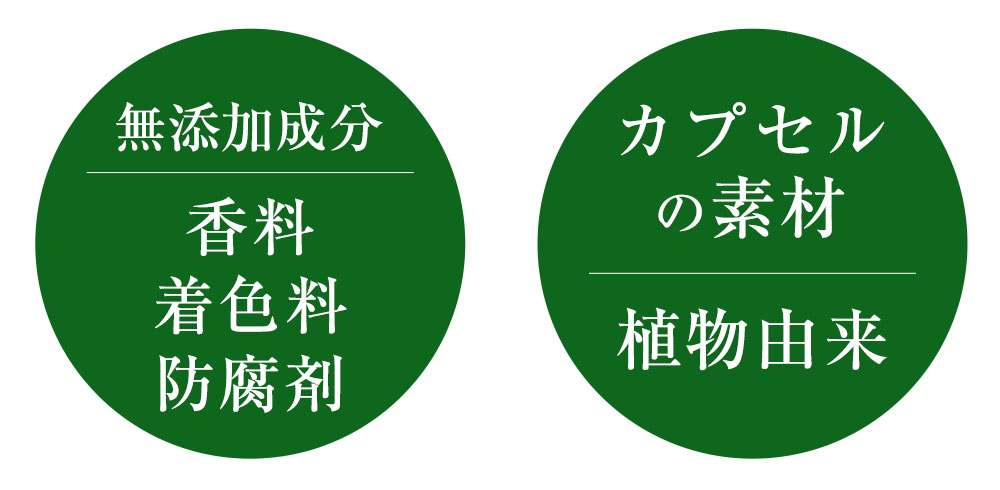香料着色料保存料は無添加、カプセル素材は植物由来「カプセルinフルボ酸」